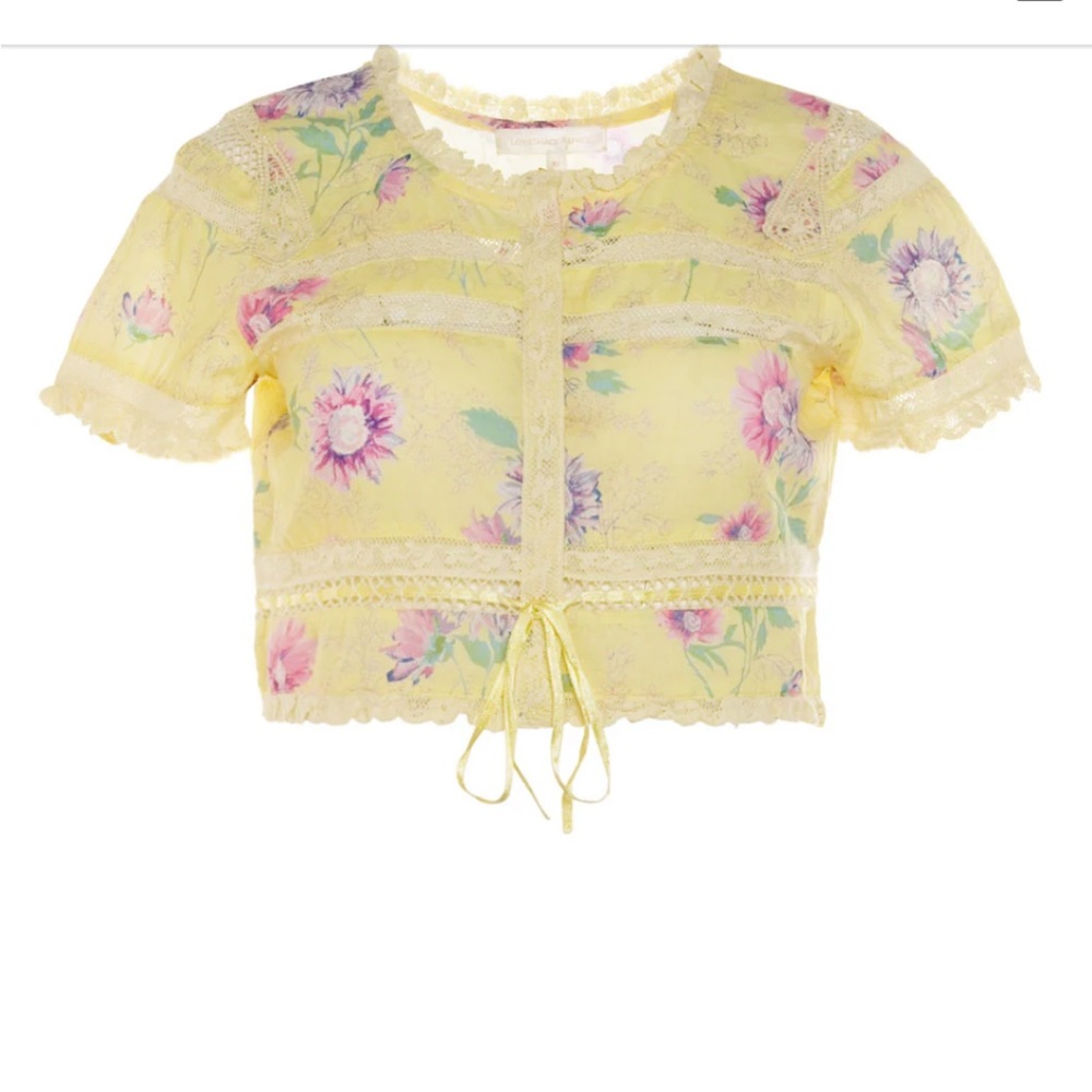 NWT Stunning LoveShackFancy Bright Azalea Farley Crop Top XS